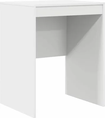 A white desk against a white background.