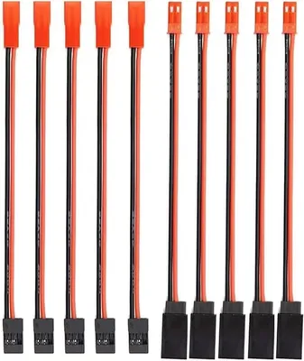 Produktbild von 5 Paar JST auf JR Adapterkabel 10cm 22AWG Silikon Stecker Buchse für ESC Servo FPV Drohne RC Auto Helikopter Modellbau