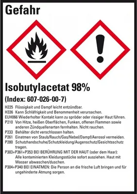 Produktbild von Dreifke® Aufkleber I GHS-Etikett Isobutylacetat 98%, GefStoffV/GHS/CLP, Folie...