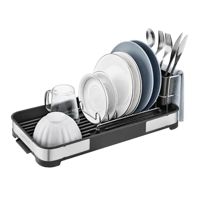 Produktbild von Abtropfgestell klein, Geschirr-Abtropfgestell für Spüle, Abtropfständer, Abtropfgitter Edelstahl, Abtropfschale, Besteckhalter