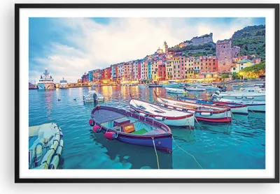 Produktbild von Gerahmtes Poster - Schwarzer Rahmen - Porto Boote die Farben - 91,5x61 cm - Wand Bild - Wanddeko - Wandbilder - Kunstposter - Wandposter - Bilderrahmen - Bilder - Kunstdruck - P2BAA91x61-4395