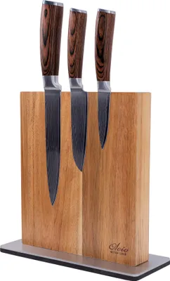 Produktbild von Wakoli EDIB 3er Damastmesserset I Holzbox I 8 - 17cm Klinge I mit Messerblock