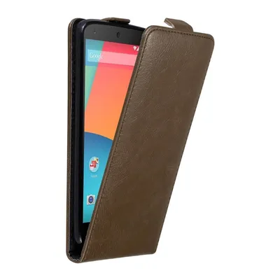 Produktbild von Cadorabo Hülle für LG Google NEXUS 5 Schutz Hülle in Braun Flip Etui Handyhülle Case Cover