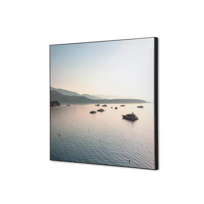 Produktbild von Showdown Spannstoff Wanddekoration - Set 40x40cm - Schiffe Meer - Schwarzer Rahmen