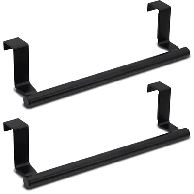 Image de Lot de 2 supports pour essuie-mains de cuisine - Porte-serviettes sans perçage, 23,5 cm