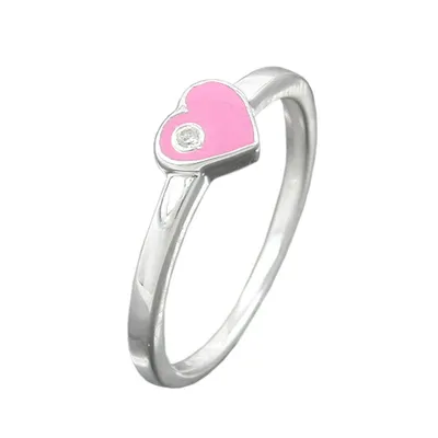 Produktbild von Ring Kinderring mit Herz rosa Silber 925 Ringgröße 42
