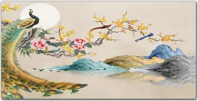 Produktbild von Coloray Küchenrückwand 100x50 Spritzschutz aus Glas - Bergblumen Pfau