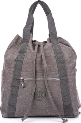 Zdjęcie produktu dla Bag Street Lekka Plecako-Torba 2w1 Z Kreszu Materiałowa Damska Męska Turystyczna Szara