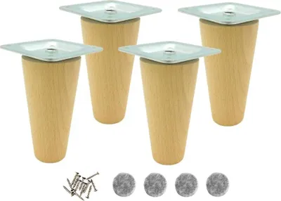 Produktbild von Buchenholz Möbelfüße 9 cm konisch, lackiert – 4 Stück für Sofas, Stühle und DIY Möbelprojekte