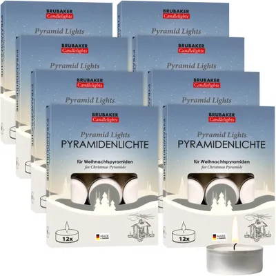 Image de BRUBAKER Bougies pyramides - Bougies pyramides en paraffine avec enveloppe métallique - Idéal pour pyramides de Noël & décorations de Noël, 96 pièces