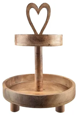 Obrázok produktu pre MANGO, dvojposchodový drevený stojan – 42 cm – hnedý
