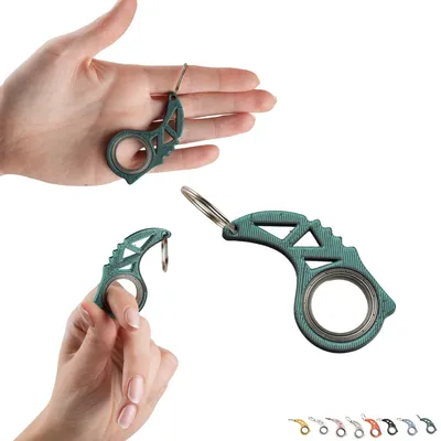Image de Karambit spinner porte-clés 6,5 cm, fidget spinner de doigt avec roulement, EDC – Noir-vert