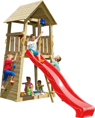 Produktbild von Spielturmking Spielturm BELVEDERE mit Rutsche - Rot 1,20 m DH210