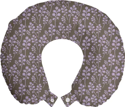 Produktbild von ABAKUHAUS Frühling Reisekissen Nackenstütze, Saisonale Violet Muster, Schaumstoff Reiseartikel für Flugzeug und Auto, 30x30 cm, Lavendel Taupe