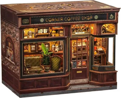 Obrázok produktu pre Habarri | DIY Book Nook - Café - Puzzle 3D - Miniatúrny Domček s Nábytkom a LED Osvetlením