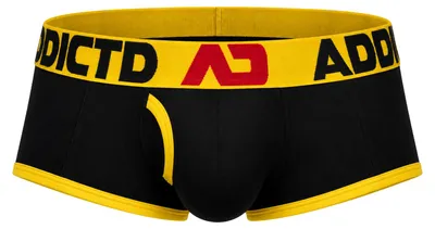 Image de ADDICTED - Sous-vêtement Boxeur ajusté Hommes - Open Fly Coton Trunk Black/Yellow - 1x Taille S