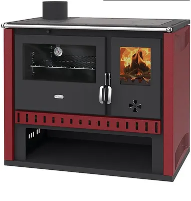Obrázok produktu pre Prity GT FS S – drevený sporák, oceľová rúra, oceľová varná doska, 15 kW, Bordeaux (vľavo)