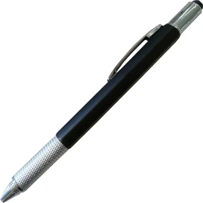 Produktbild von 5x Touchpen Drehkugelschreiber mit Wasserwaage,Schraubendreher,cm-Skala /schwarz