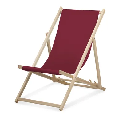 Immagine prodotto di Sdraio - monocolore - bordeaux - pieghevole - in legno di faggio - portata fino a 95 kg - schienale regolabile in 3 posizioni - lettino da spiaggia