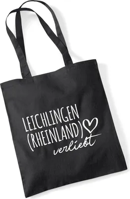 Produktbild von Huuraa Jutebeutel Leichlingen Rheinland verliebt 10 Liter Black Baumwolle Tasche Geschenkidee