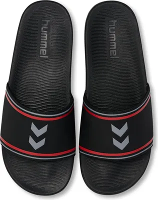 Produktbild von Hummel HML World 26 Flips Badeschuhe Badelatsche Badeschlappen Slides schwarz/grau/rot 237234-8569, Schuhgröße:44 EU