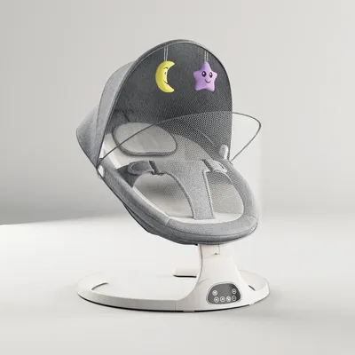 Obrázek produktu pro Houpací křeslo pro miminka - M6 Babysitter - Vhodné pro novorozence od 0 do 36 měsíců - Ergonomické 3D sedátko - Nastavitelná opěrka zad - Bezpečnostní pás - Nosnost do 20 kg - Šedá barva