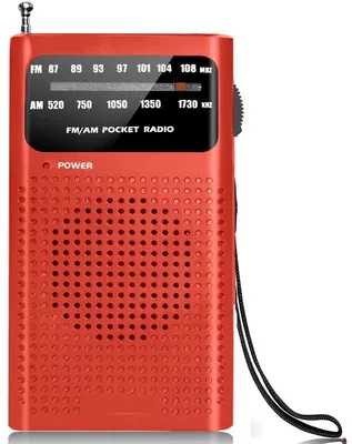 Immagine prodotto di Radio portatile AM/FM a batteria, colore rosso, marca Premes