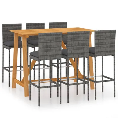 Produktbild von vidaXL 7-tlg. Gartenbar-Set mit Kissen Grau