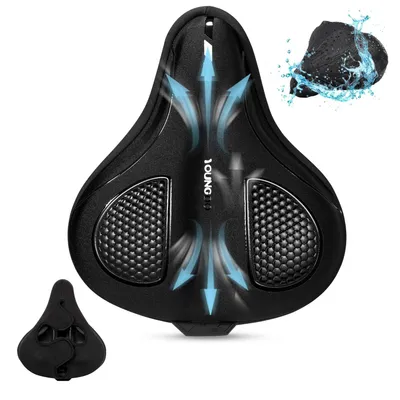 Image de Elzusha - Housse de selle de vélo en gel, protection étanche, noire, confortable