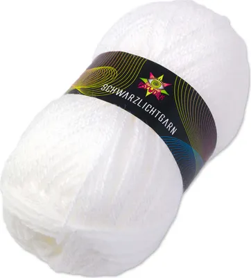 Produktbild von PSYWORK 50g Schwarzlicht Wolle Neon | Weiß | Strickgarn aus 100% Polyacryl | zum Häkeln & Stricken | fluoreszierend leuchtend | UV-aktiv | DIY | Basteln | StringArt