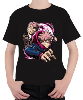 Immagine prodotto di Jujutsu Kaisen Yuji Itadori Sukuna Anime Action Fan Gift Maglietta unisex per bambini, nero, 152