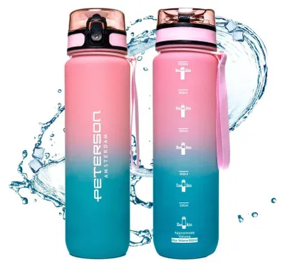Obrázek produktu pro Peterson lahev na vodu 1000 ml růžovo modrá s poutkem
