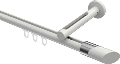 Produktbild von Interdeco Innenlaufstange / Gardinenstange mit Innenlauf Weiß, Typ Siteno Verano (Schräge Bicolor), 20 mm Ø 1-läufig, 200 cm