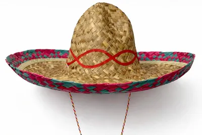 Produktbild von Brandsseller Sombrero Strohhut Ø 45 cm – Sonnenhut für Damen & Herren – Mexikohut für Karneval, Fasching, Party & Strand – Natur/Blau/Rot – Rot/Blau/Natur