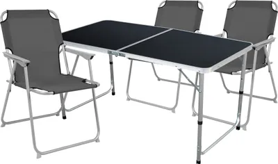 Produktbild von 4-teiliges Campingmöbel Set Black Alu 120x60x58/70cm Anthrazit