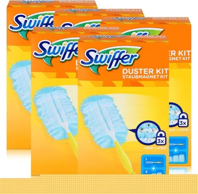 Produktbild von Swiffer Staubmagnet Starterset - Griff + 3 Tücher (5er Pack)