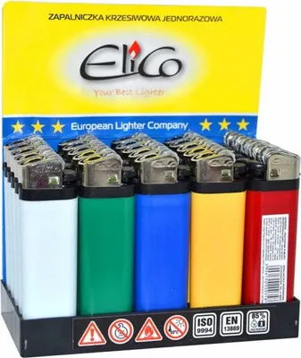 Produktbild von Elico Feuerzeug mit Feuerstein, gemischte Farben, 25 Stück, Box