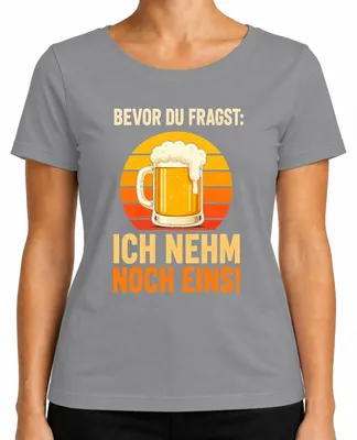 Imagen del producto de Antes de preguntar: "Me tomo otra cerveza". Camiseta para mujer, diseño retro con temática de beber y celebración, color gris, talla S