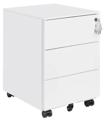 Rollcontainer, 3 Schubladen, 37x44x54 cm, weiß, abschließbar