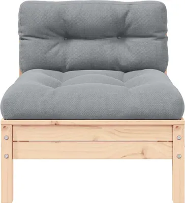 Produktbild von vidaXL Garten-Mittelsofa mit Grauen Kissen Massivholz Kiefer