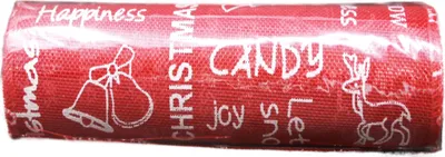 Produktbild von Tischläufer Juteoptik Dekoband rot weiß Weihnachtsmotiv 270cm x 24cm