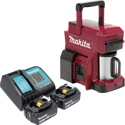 Produktbild von Makita DCM 501 SG2AR Akku Kaffeemaschine 12 V max. / 18 V Rot + 2x Akku 6,0 Ah + Ladegerät