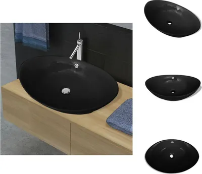Produktbild von s Keramik Waschbecken Oval Schwarz - Badezimmer-Waschbecken