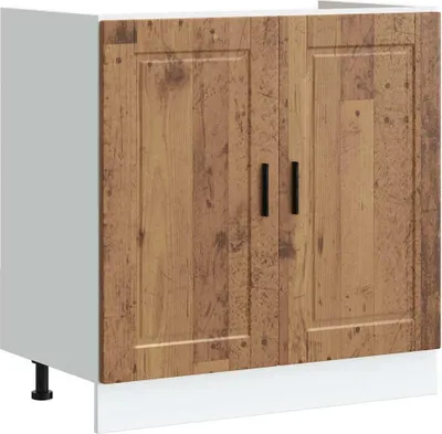 Image de vidaXL Élément bas pour évier Porto imitation vieux bois 80x46x81,5 cm