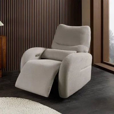 Produktbild von riess-ambiente Kinosessel PRIORITY 85cm greige Strukturstoff elektrisch 360° drehbar mit USB-Anschluss und Kissen