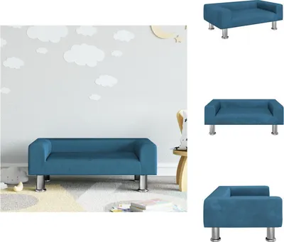 Obrázok produktu pre vidaXL Detská pohovka modrá 70x45x26,5 cm zamat - Detský nábytok