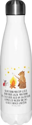 Produktbild von Mr. & Mrs. Panda Trinkflasche Bär & Marienkäfer Lagerfeuer - Weiß - Geschenk, trinkflaschen, Getränkeflasche, thermosflaschen, Thermosflasche, Teddy, Wasserflasche