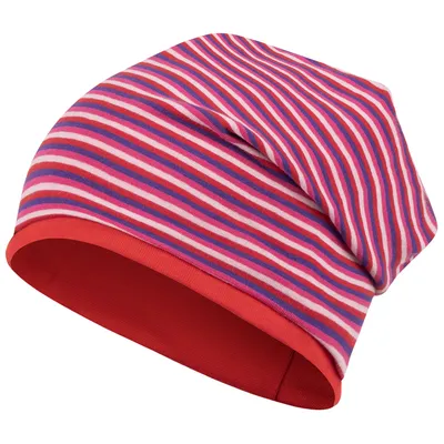 Produktbild von Mädchen Mütze Übergangsmütze Beanie Stoffmütze Streifen, Rot, Gr. 50-52