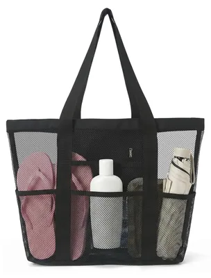 Imagen del producto de Bolsa de playa impermeable de malla, 44x34x12 cm, con cierre de cremallera, ideal para vacaciones
