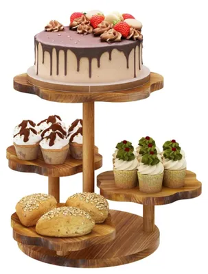 Holz-Etagere 4-stöckig, Tortenständer, Dessertständer, 30 cm